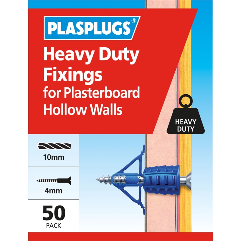 Heavy duty plasterboard hollow wall fixings